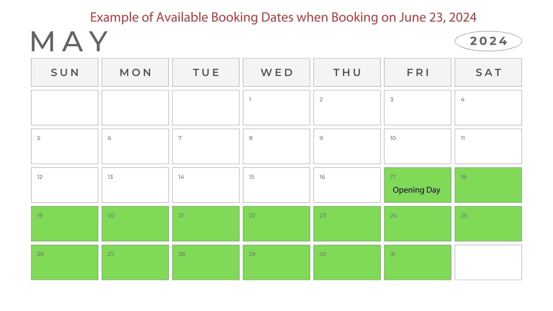 Sample Booking Calendar 